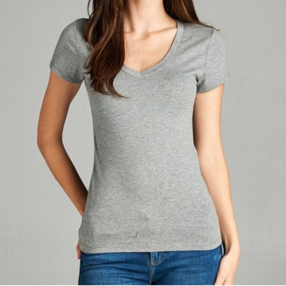 Gray V-neck